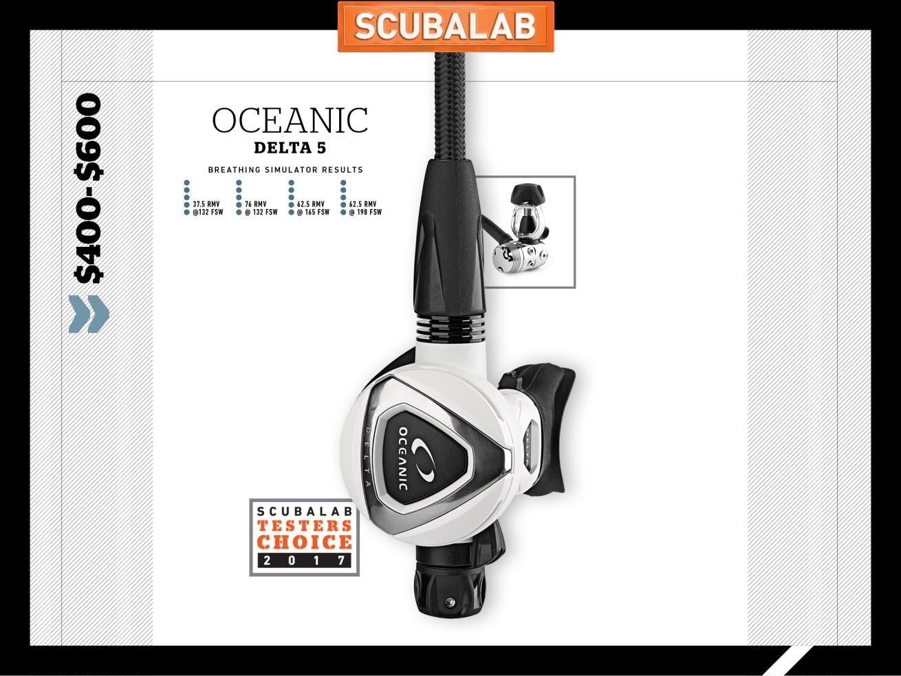 Oceanic Delta 5 scuba diving regulator ScubaLab review