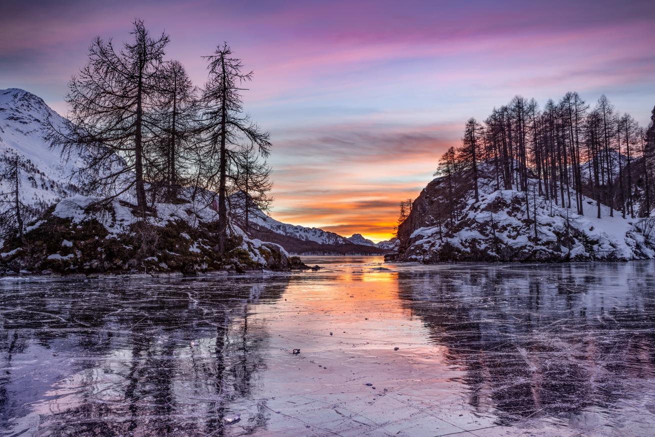 Frozen Lake Sils in Switzerland