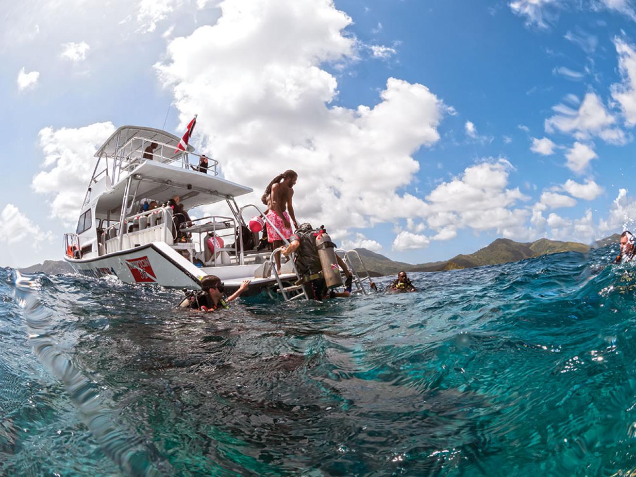 Divers Enter the Water in Tobago