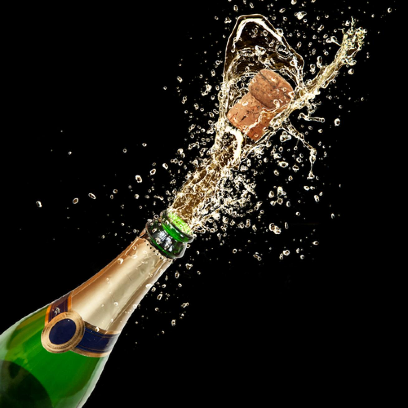 champagne cork flying off