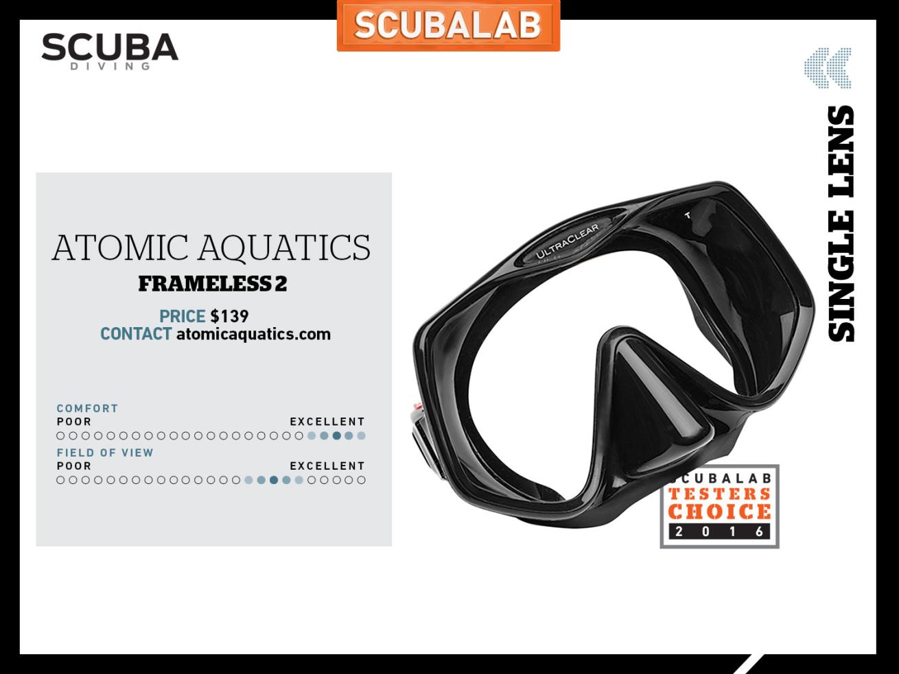 Atomic Aquatics Frameless Scuba Diving Mask