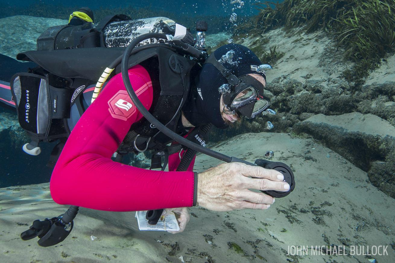 ScubaLab tests scuba diving regulators underwater at Alexander Springs