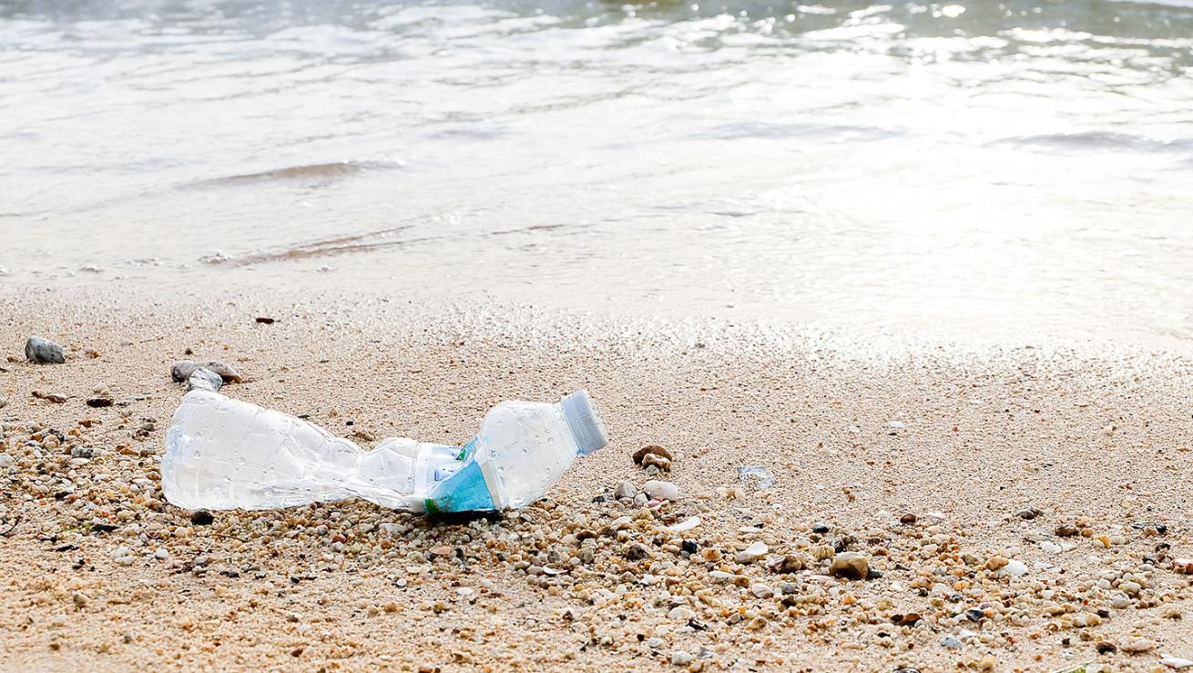 plastic bottle on a beach