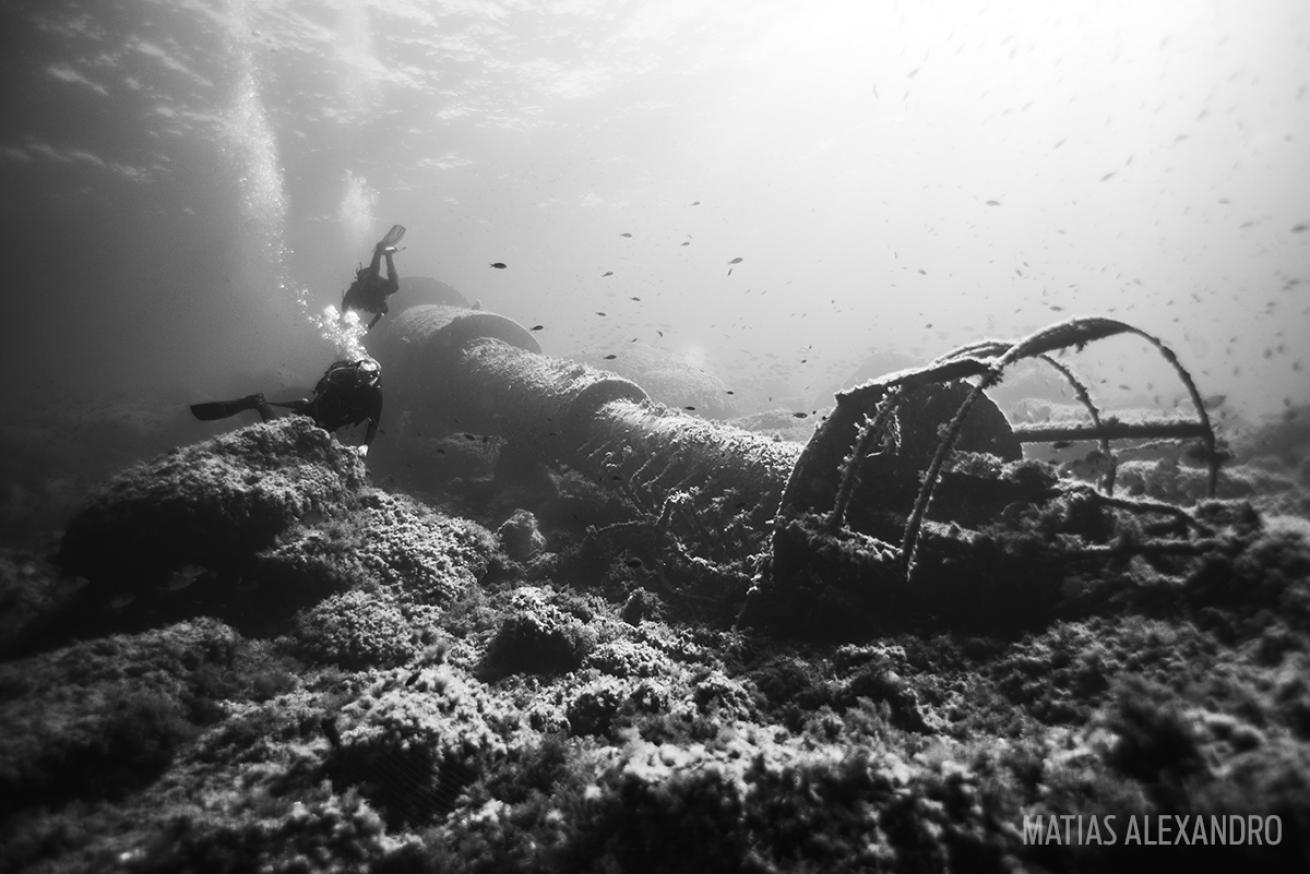 Underwater lighthouse dive site in Ibiza