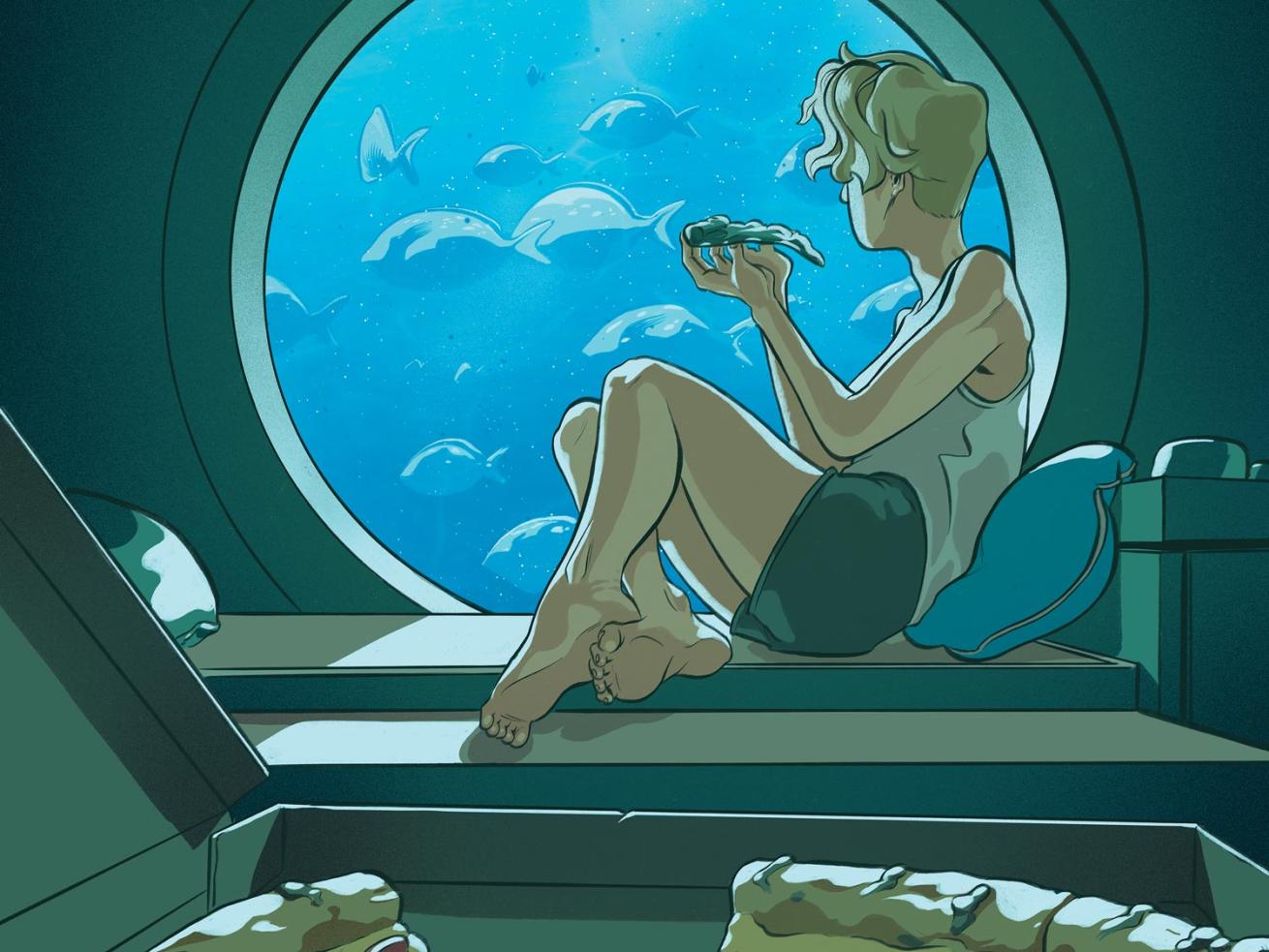 Underwater hotel illustration