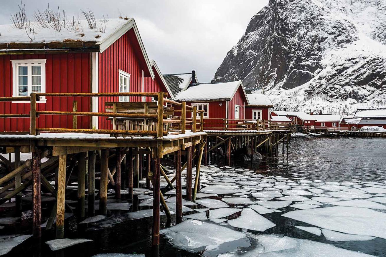 Cabins over arctic waters