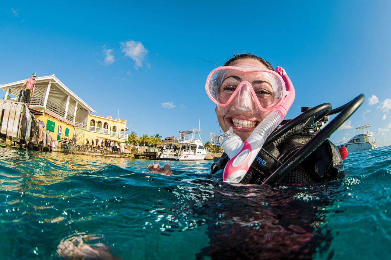 Scuba Diver with Snorkel in Bonaire