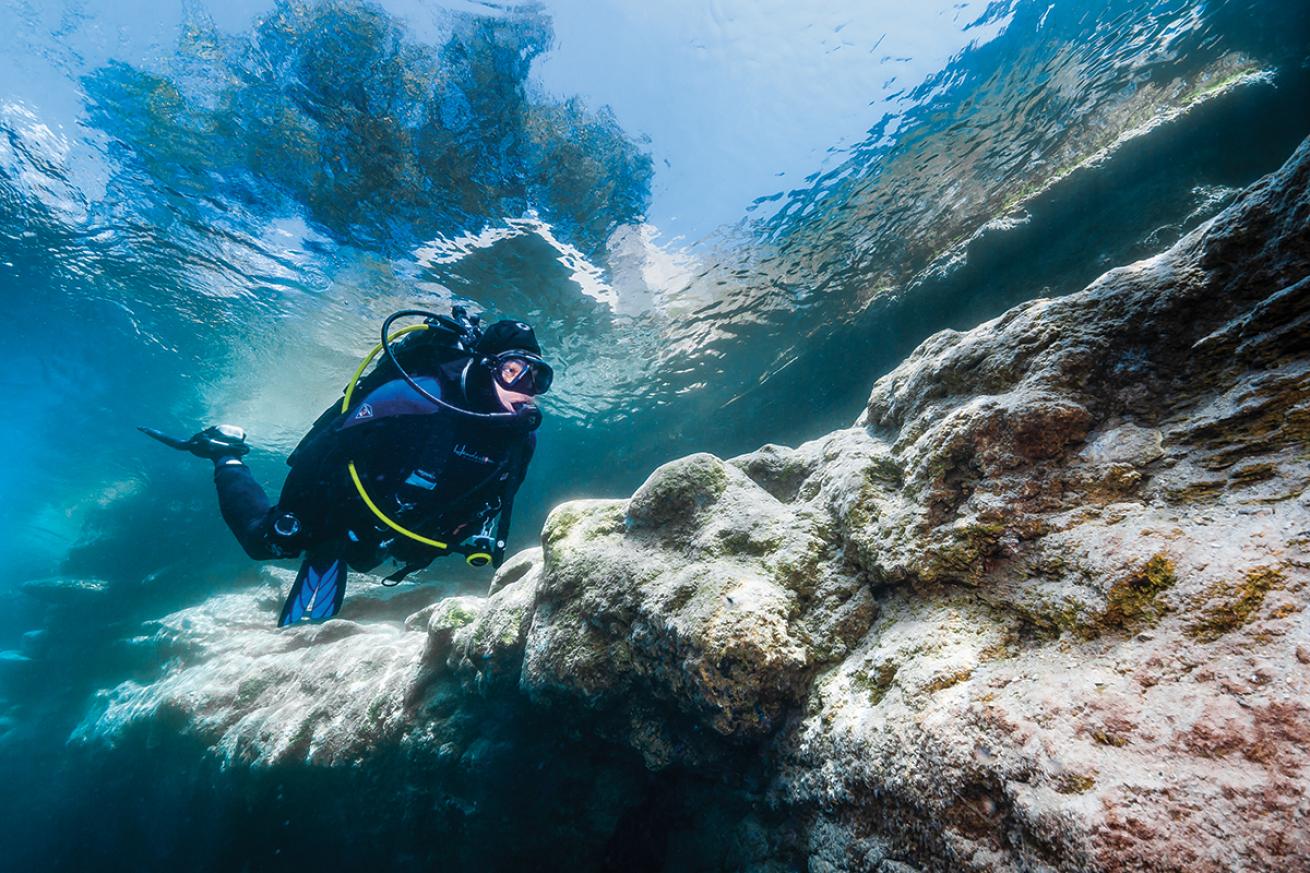 Diver in Blue Hole, New Mexico