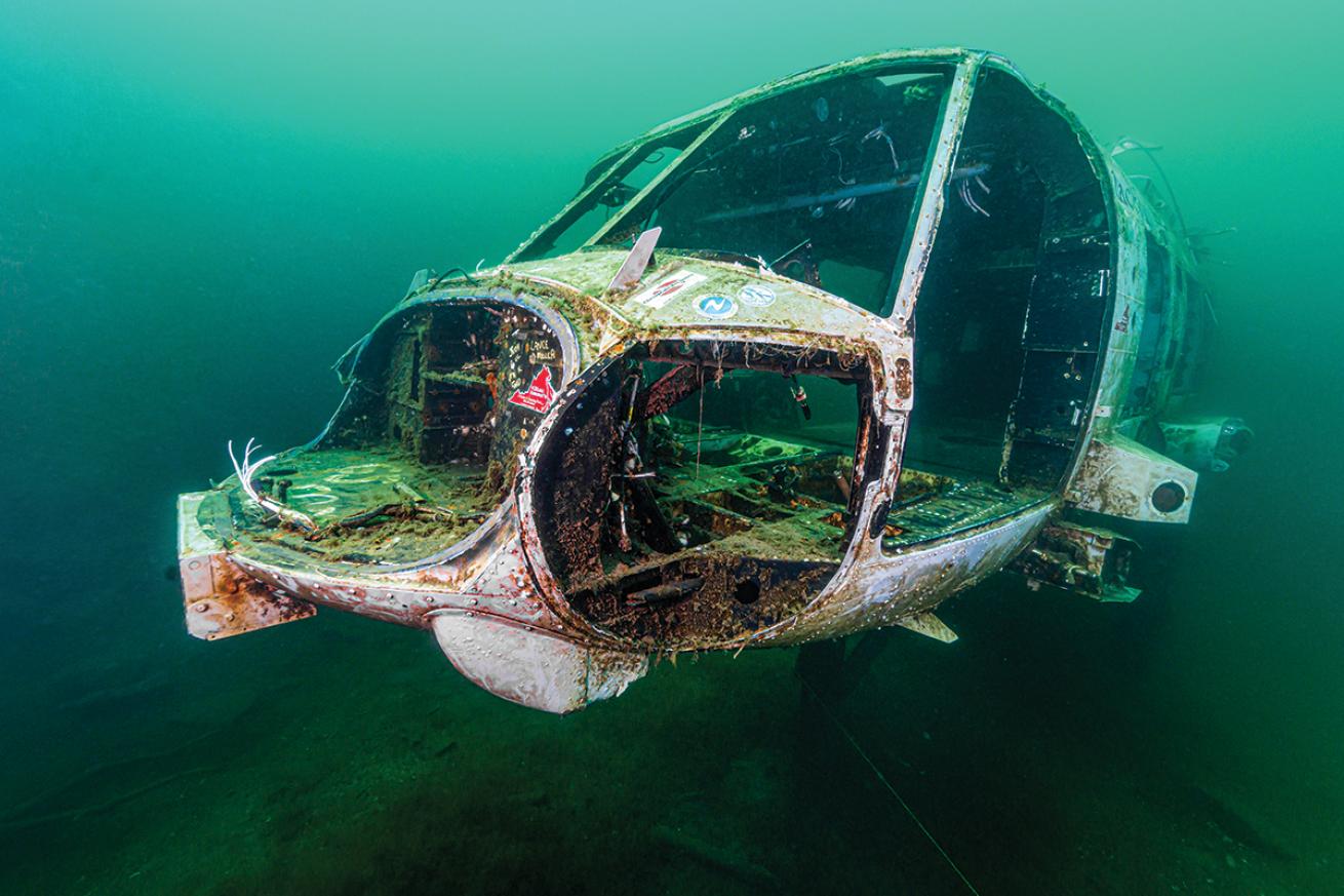 Sunken helicopter