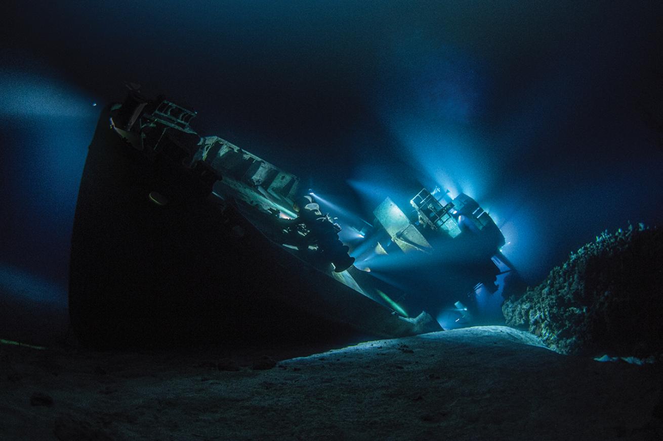 Kittiwake wreck at night