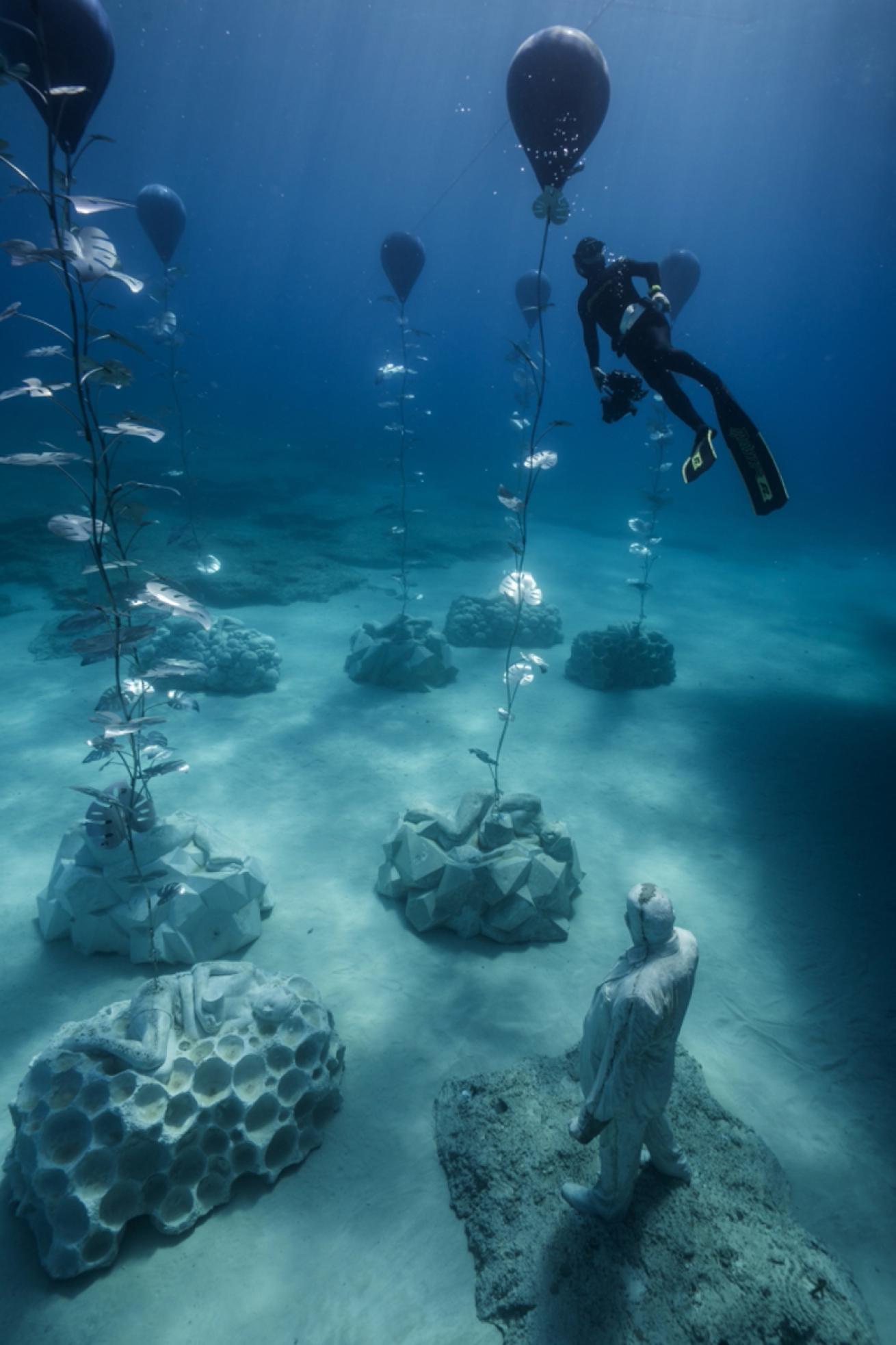 Diver in underwater musuem