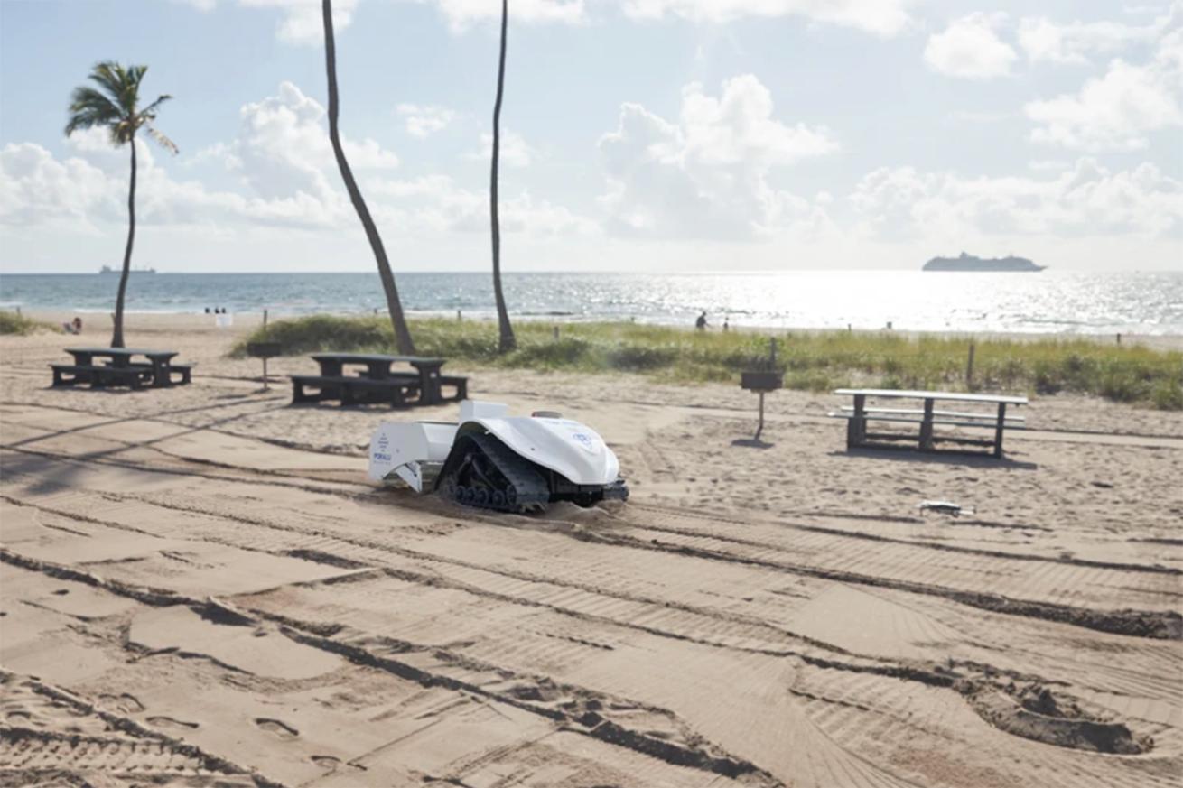 BeBot cleaning beach