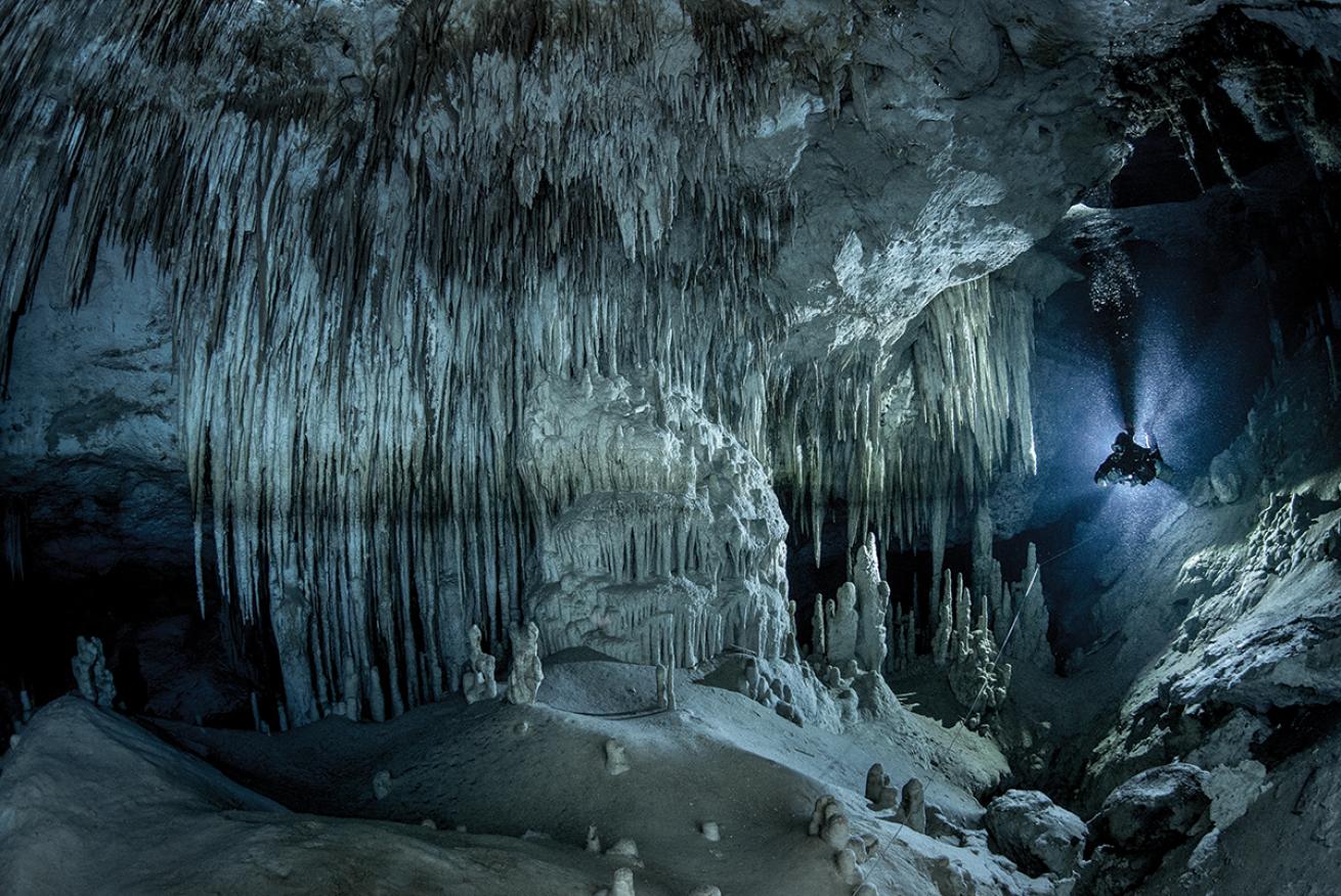 Diver in cave