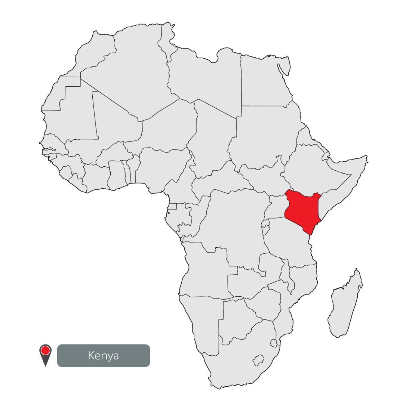 Map of africa kenya highlighted