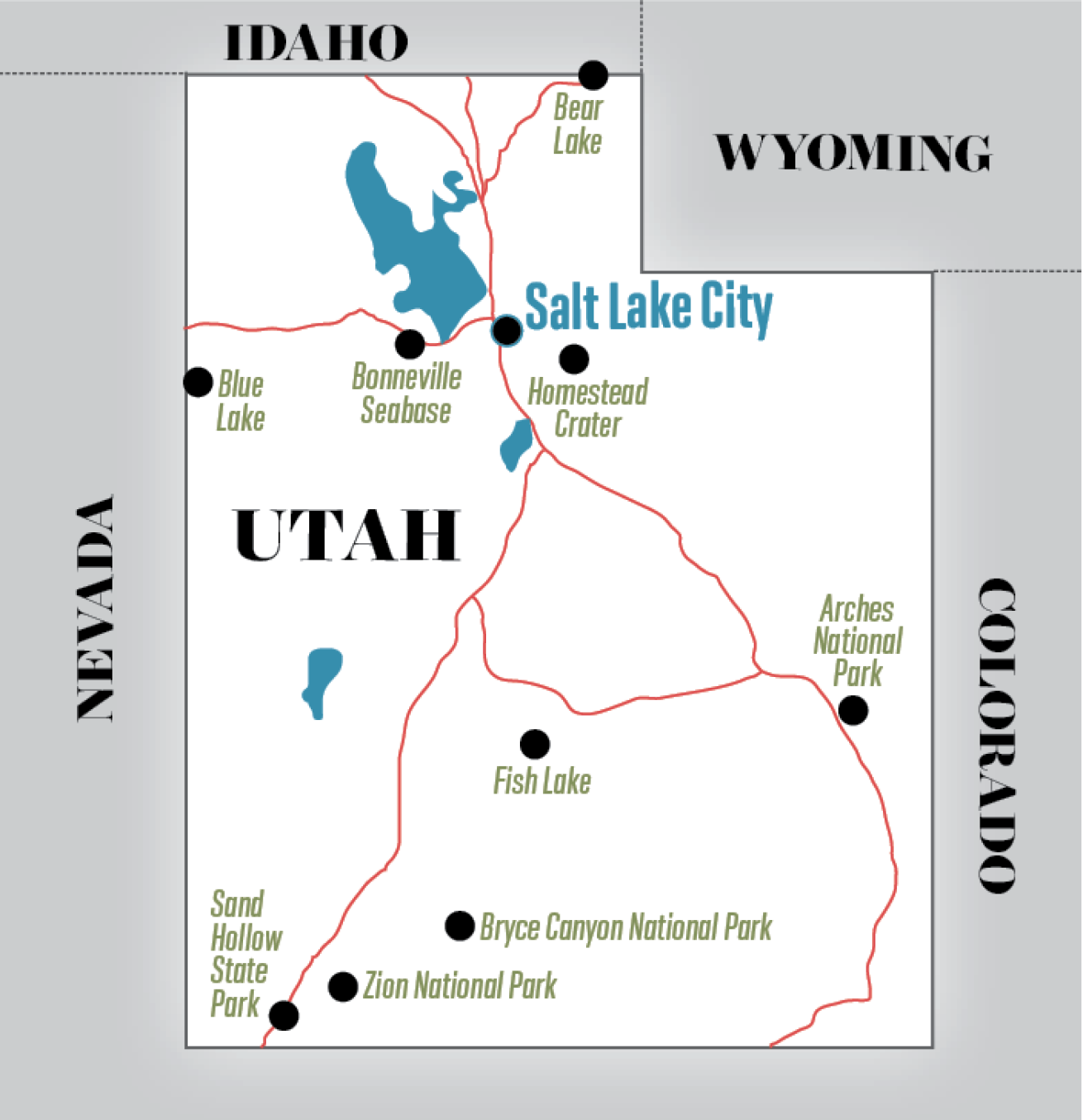 Map of utah dive sites