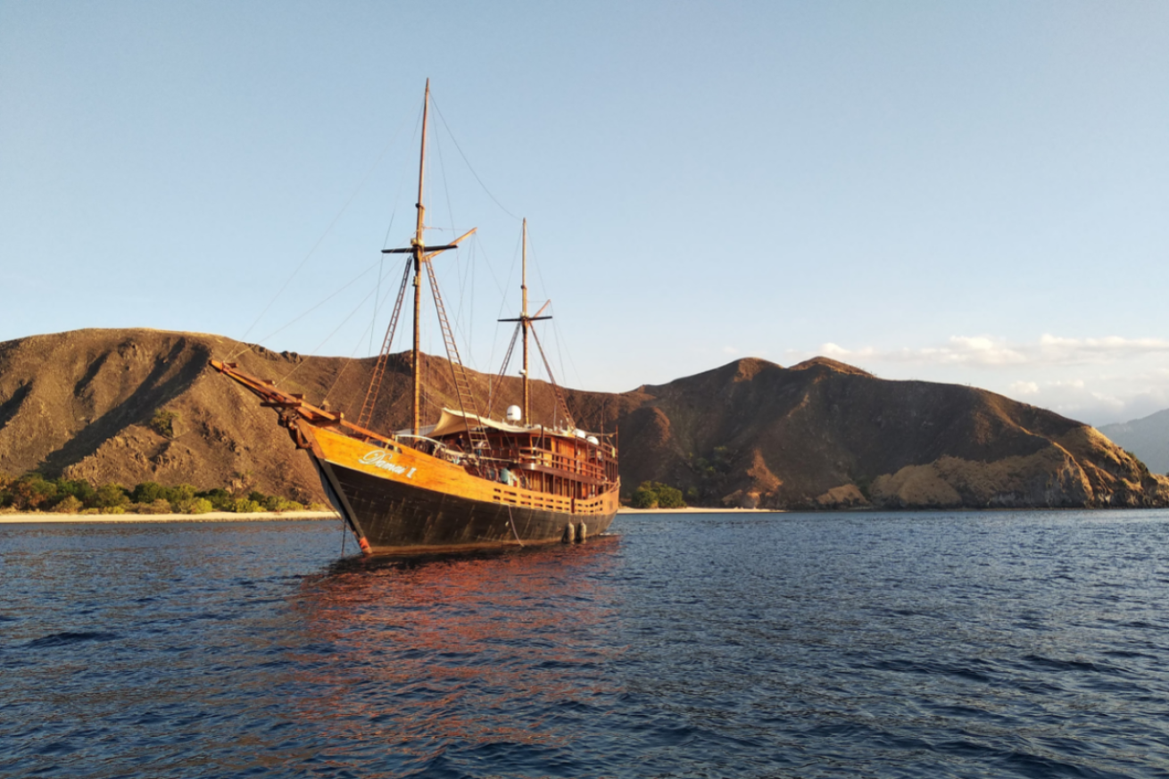 Large wooden ship in the water