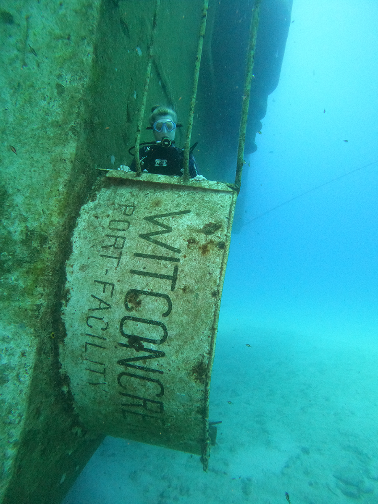 Diver at a shipwreck.