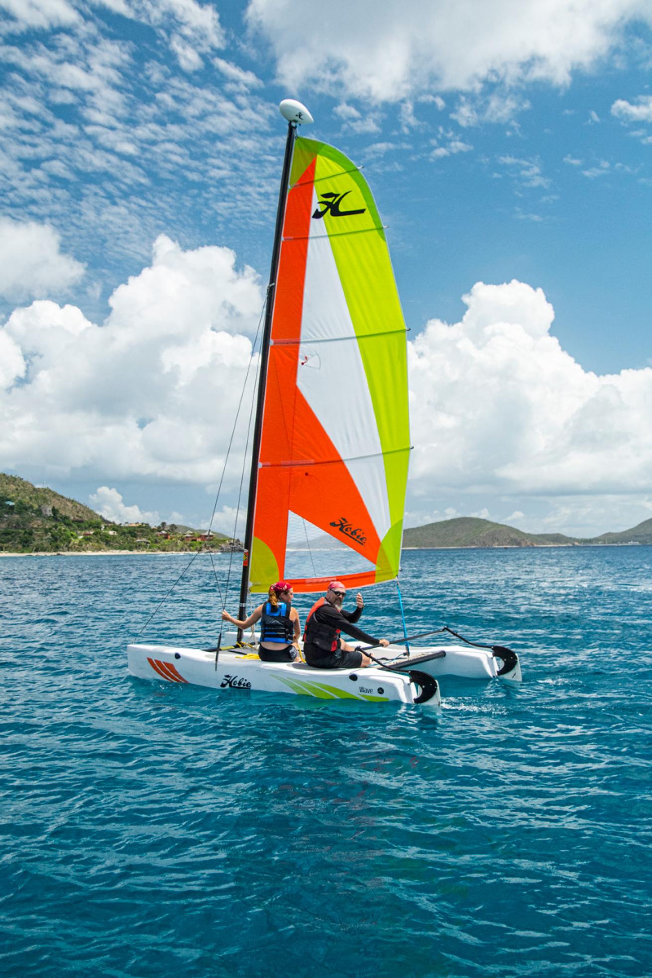 A sailboat in beautiful blue water