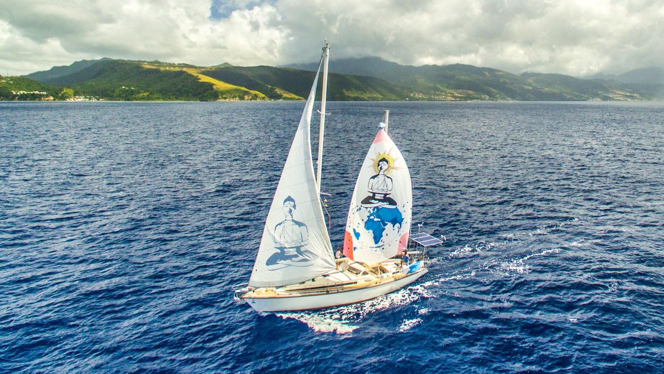 Delos under sail