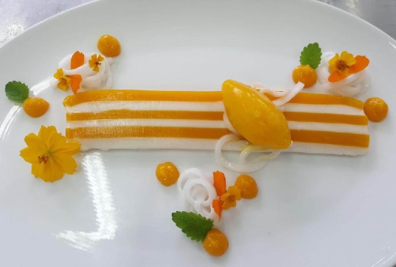 Colorful yellow dessert