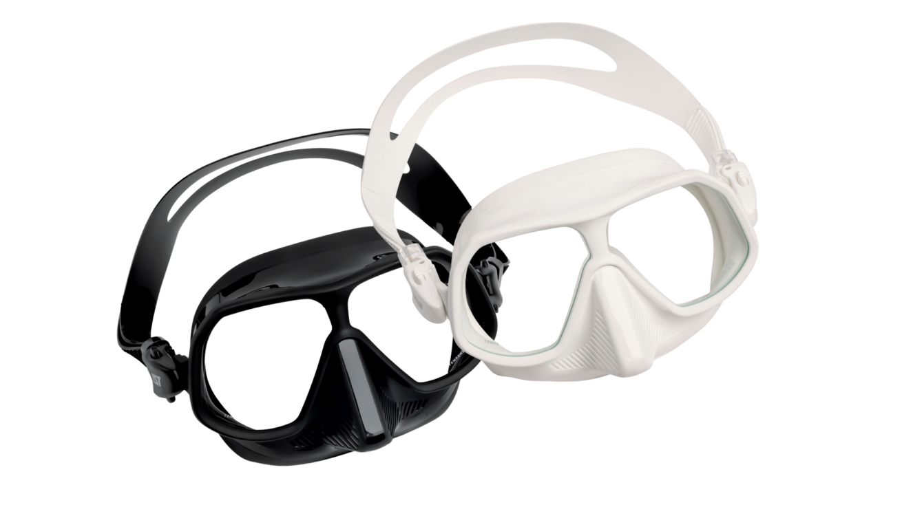 A pair of scuba diving goggles