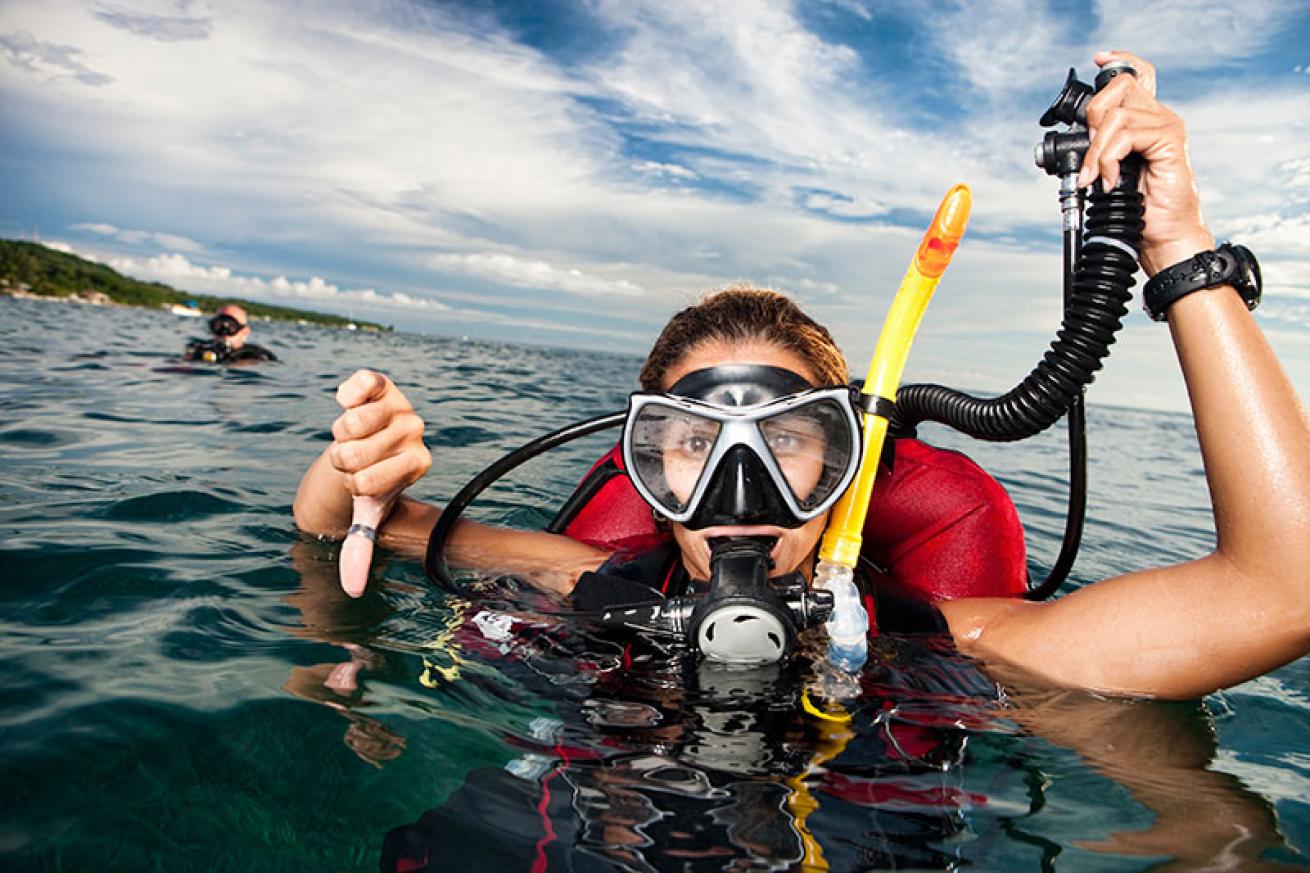 Scuba diver about to descend