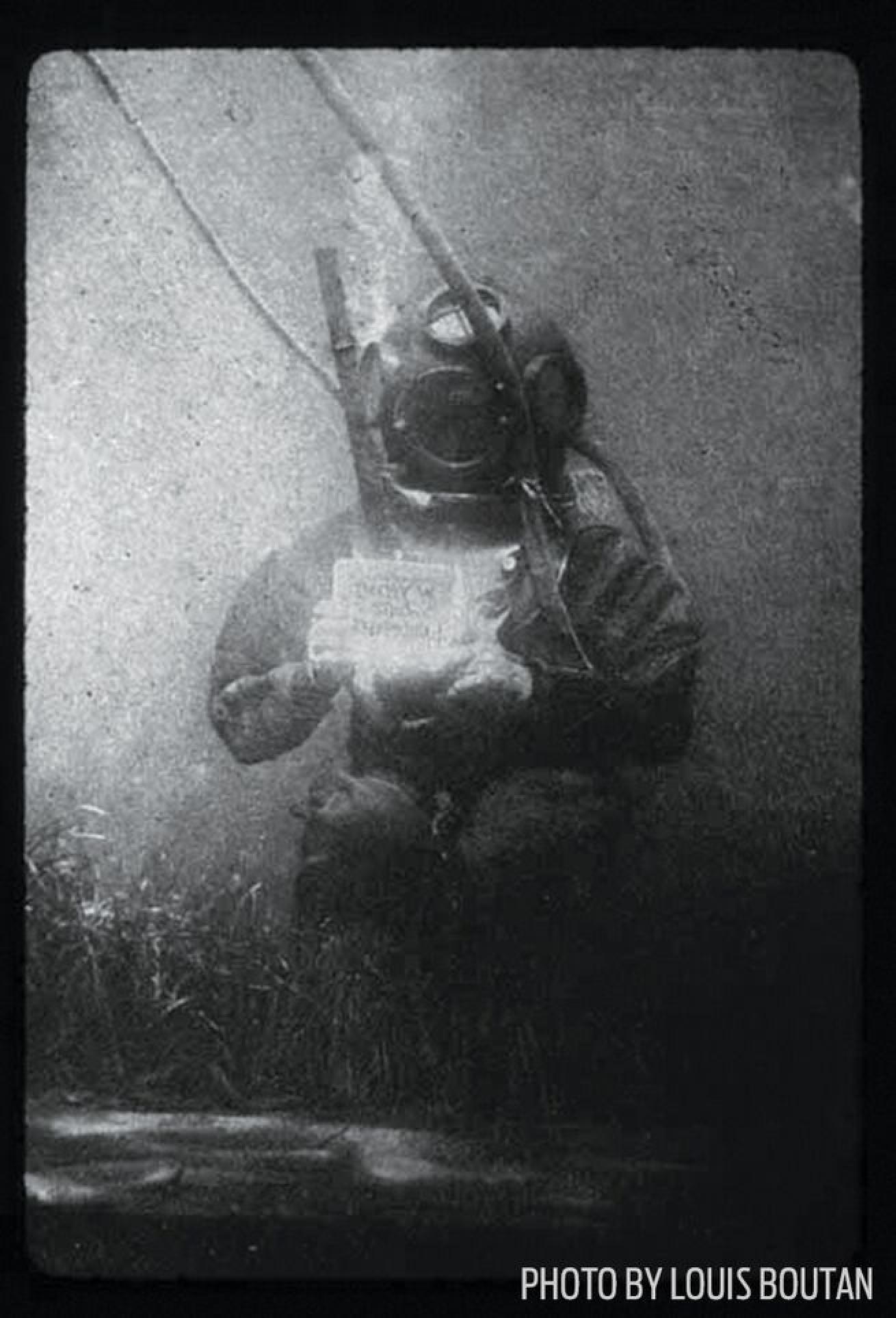 1856 William Thompson takes the first underwater photo using an early version of a pole camera in the U.K. Thirty-seven years later, Louis Boutan takes a photo of a diver while submerged.