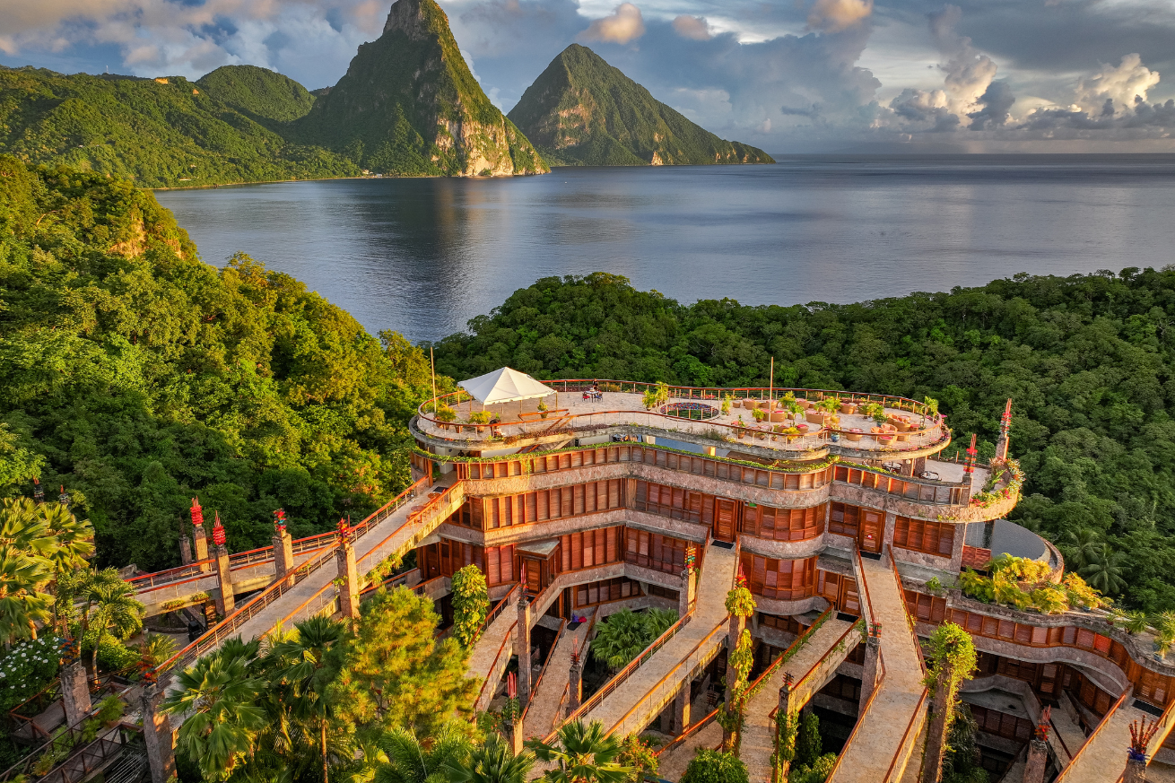 Aerial image of Jade Mountain