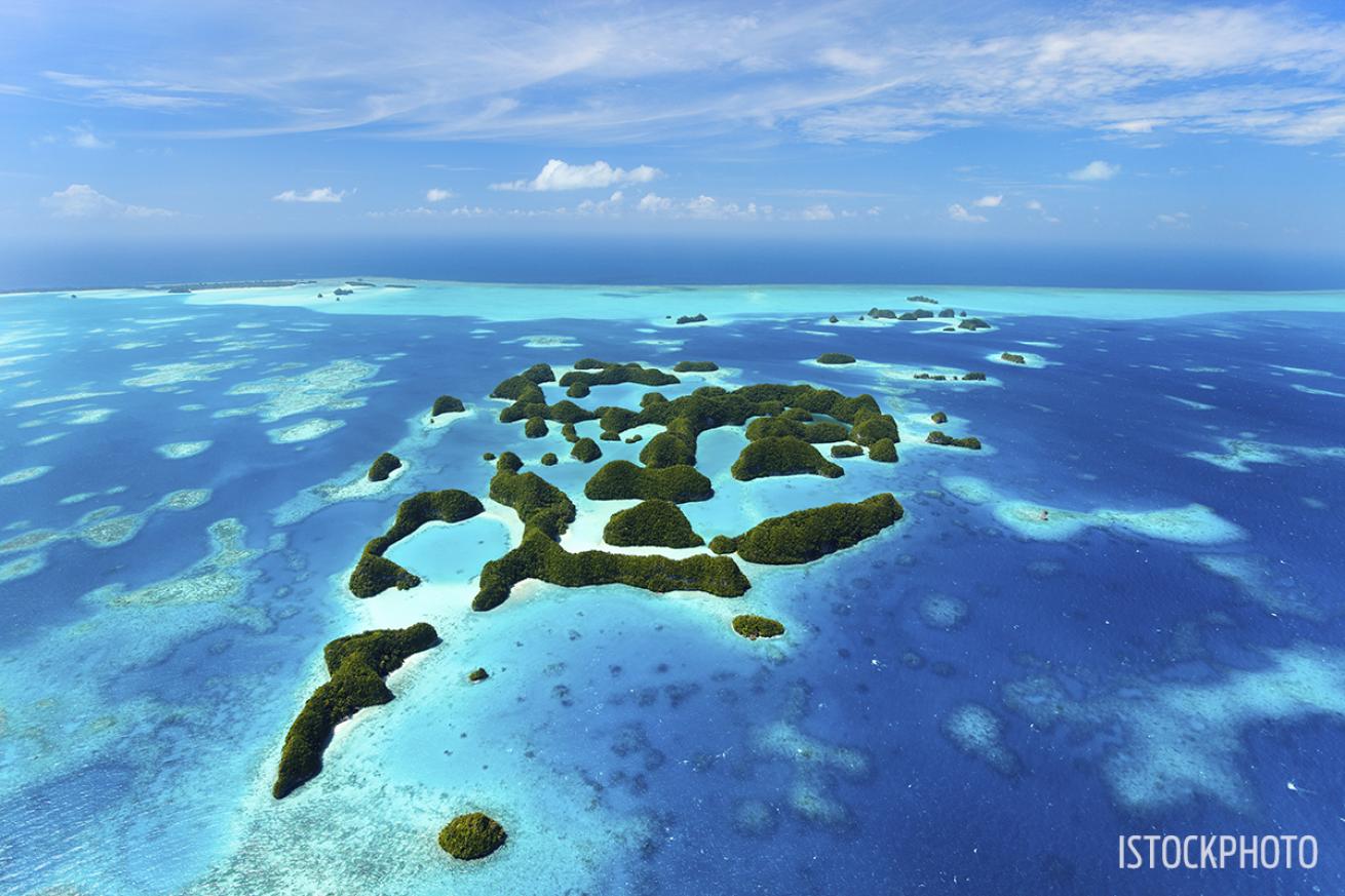 An aerial view of Palau