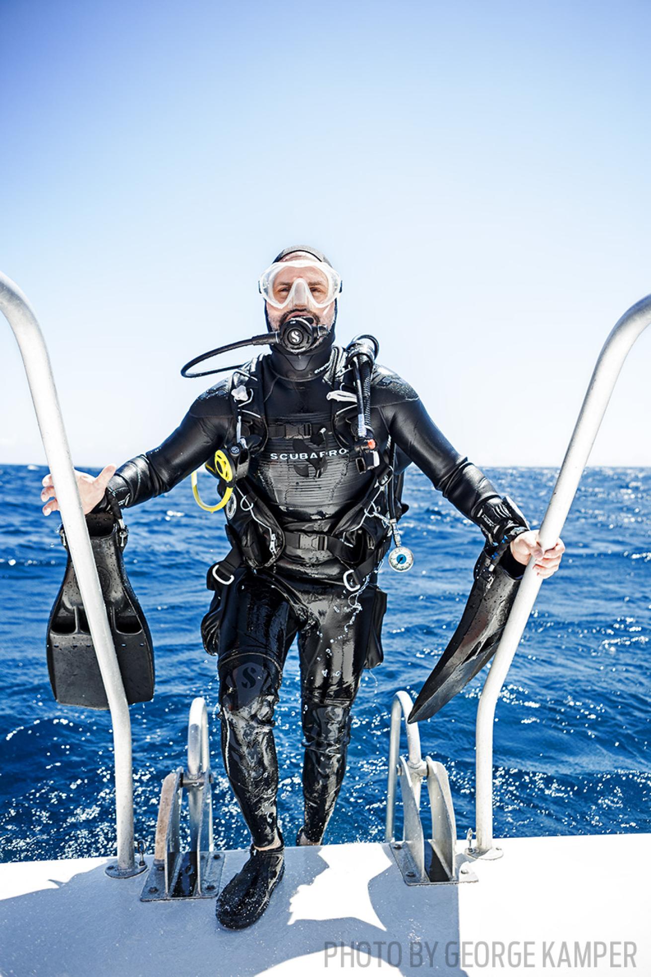 Boat diver scuba diving gear