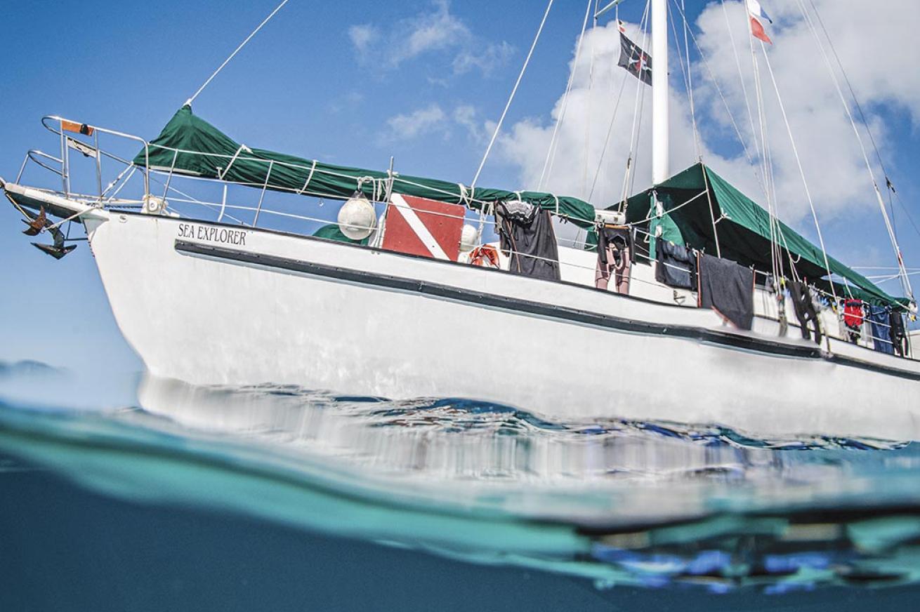 Guests dry their wet exposure suits, towels and clothing aboard a Blackbeard’s Cruises liveaboard.